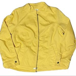 Liz Claiborne New York Zip Front Denim Jacket Medium in Yellow